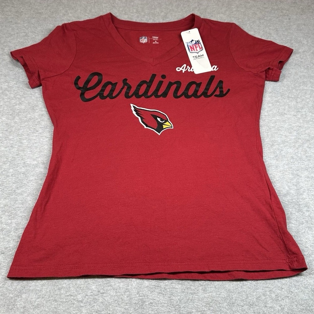 Arizona Cardinals T-shirt Womens S Red NFL Team Apparel‎ Cap Sleeve V-neck
